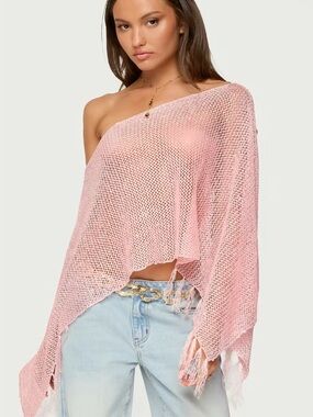 Edikted Sequin Fringe Knit Poncho